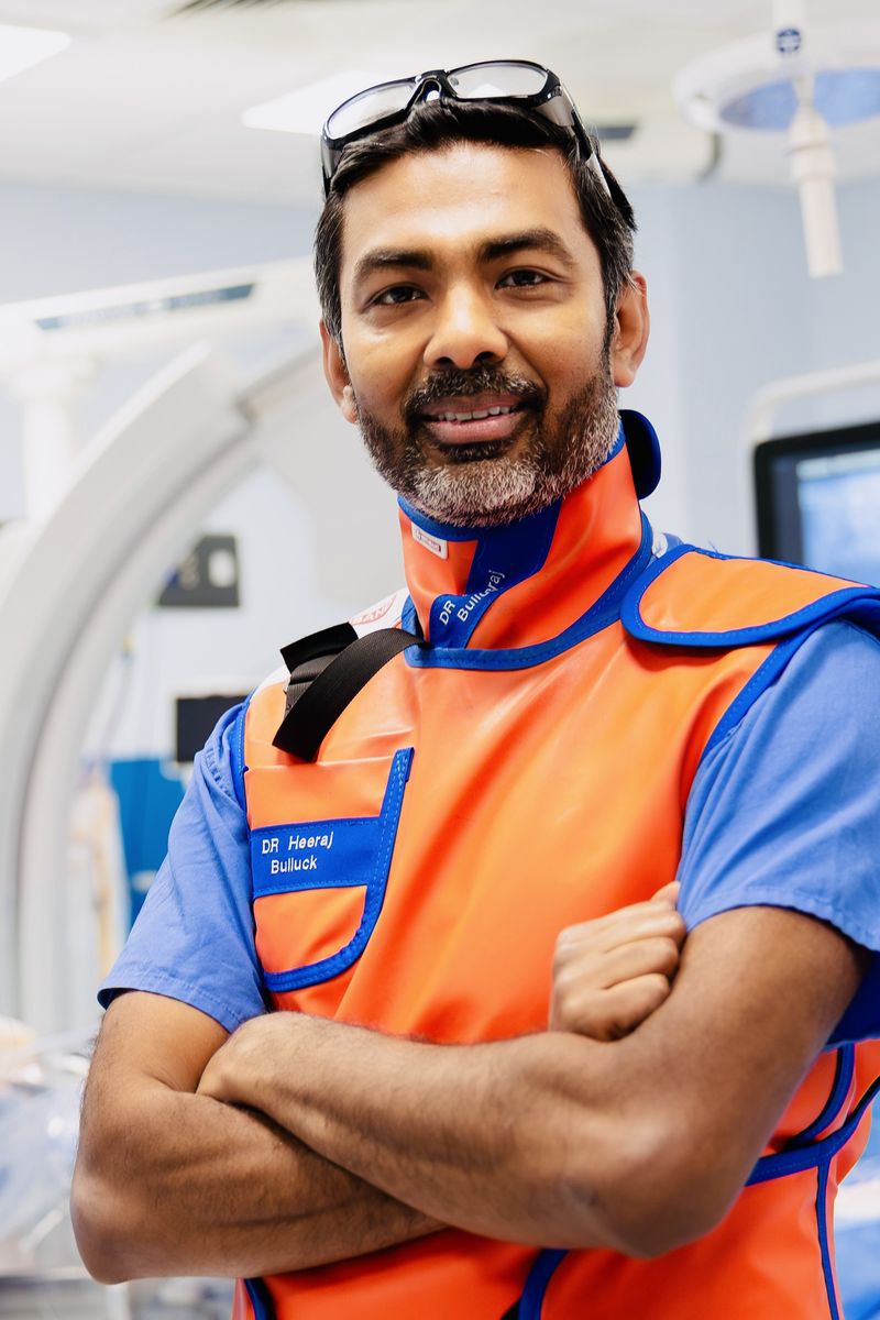 Dr Heeraj Bulluck in the cardiac catheterisation laboratory
